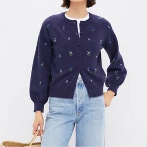 Tuckernuck Hyacinth House Elsie Floral Embellished Cardigan Sweater size Small